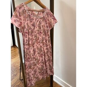 New Aria Collection Pink Paisley Cotton Nightgown Short Sleeve Lace Trim XL NEW